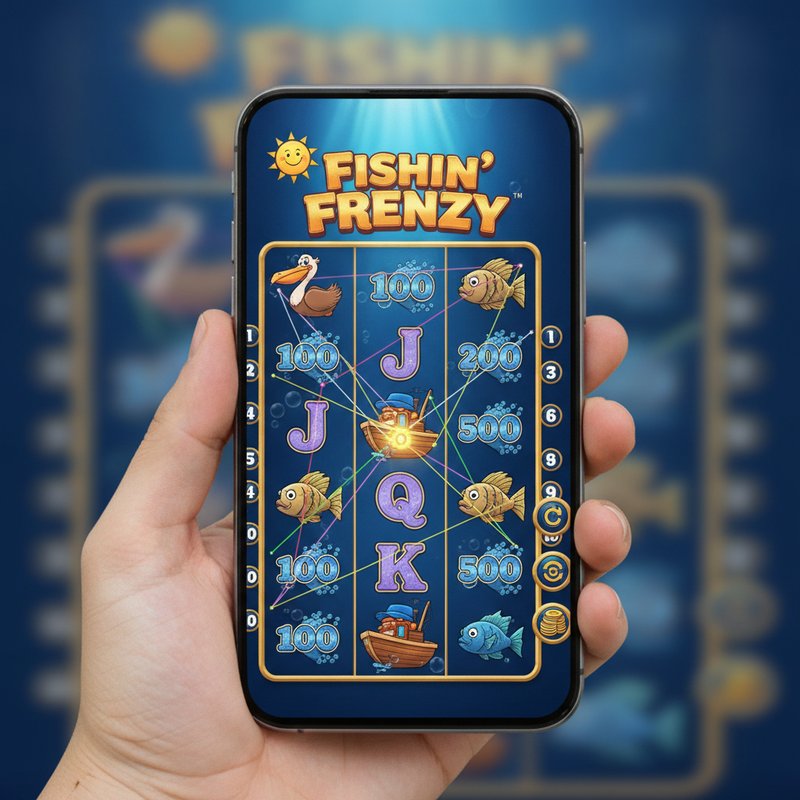 Fishin Frenzy slot by Real Time Gaming running on a mobile device in portrait orientation